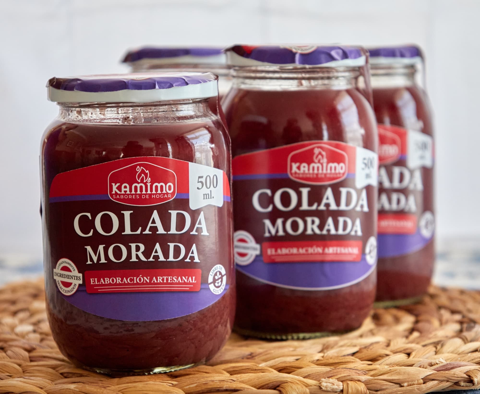 Tres frascos de Colada Morada Kamimo de 500 ml